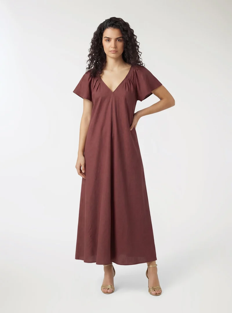 Vestito lungo effetto lino