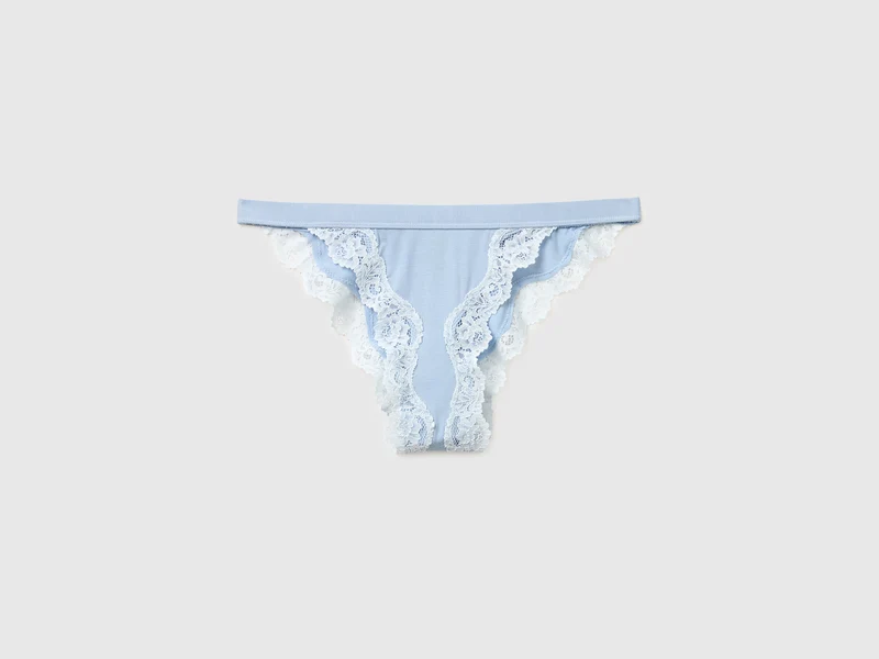 Slip basso in misto seta con pizzo