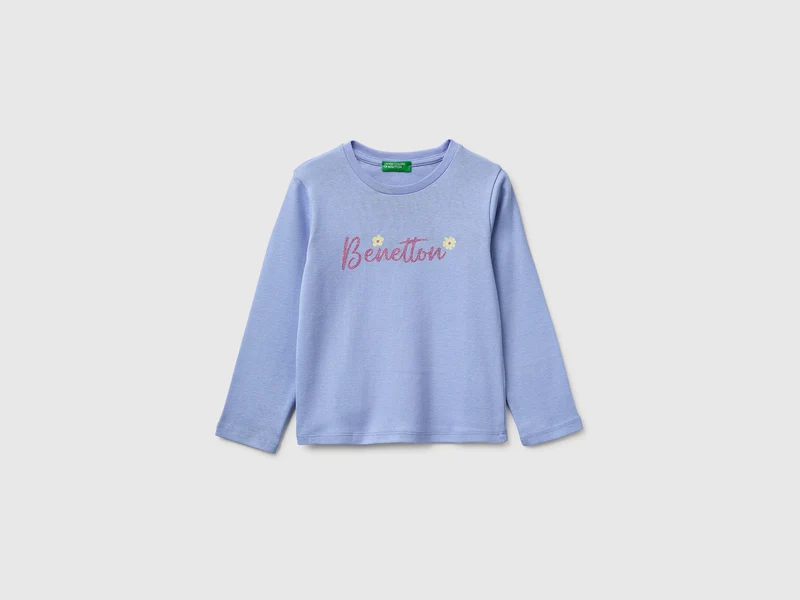 Maglietta con logo glitter in cotone bio