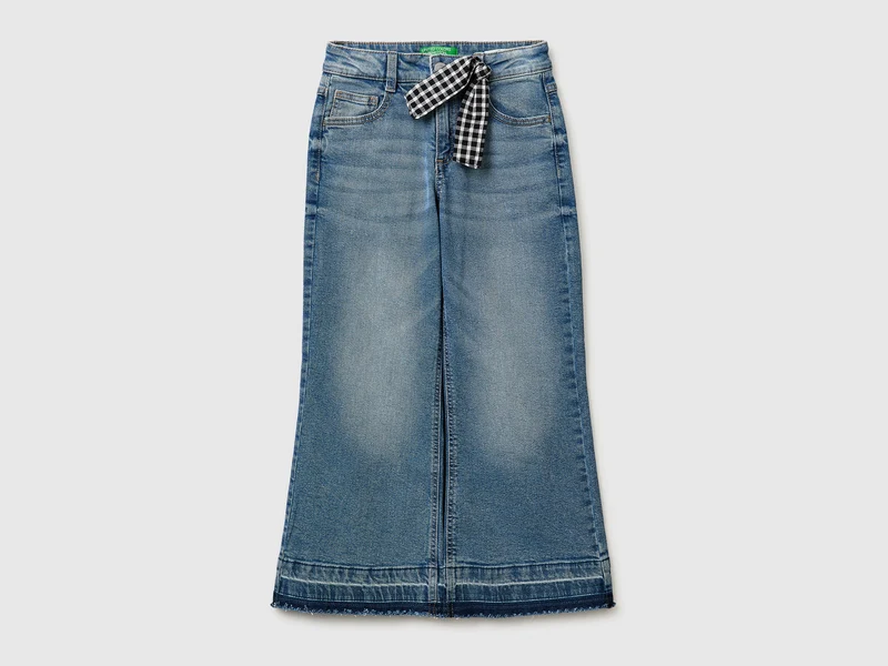 Jeans flare fit con foulard vichy