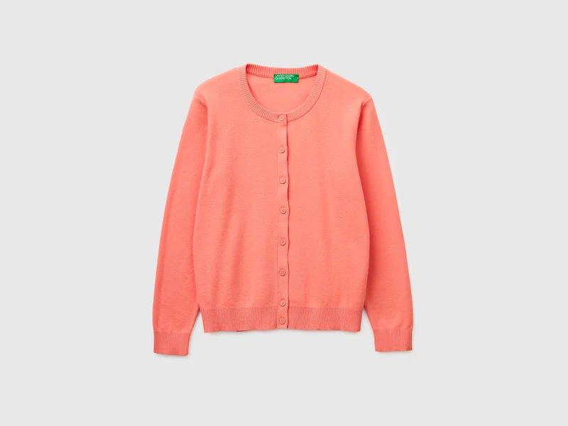 Cardigan pesca in cotone tricot