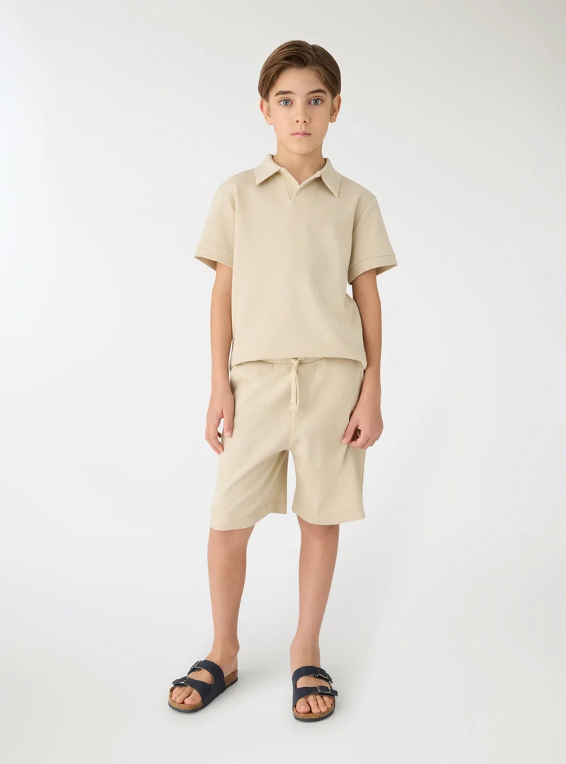 Pantaloncini jogger waffle con coulisse