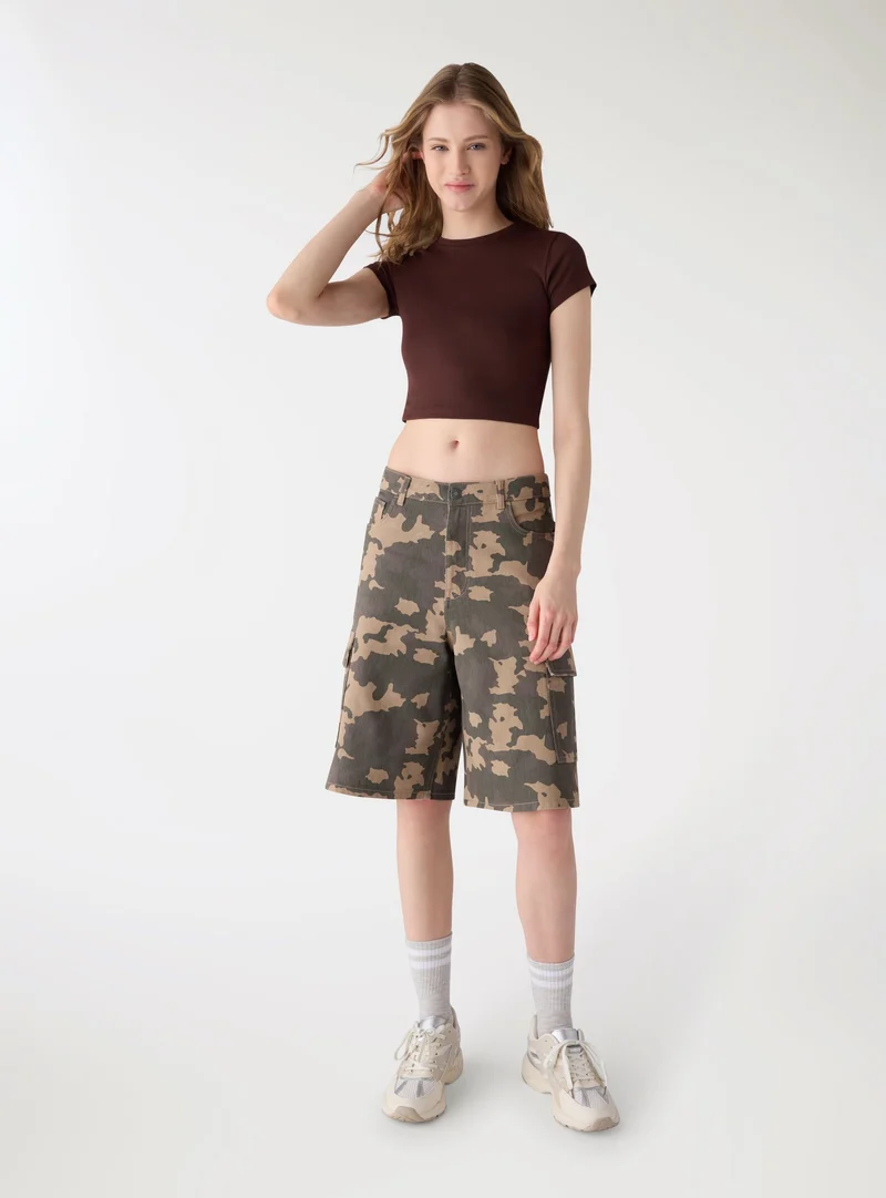 T-shirt crop a tinta unita