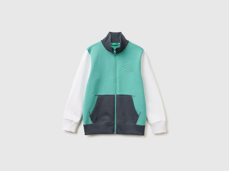 Felpa con zip in puro cotone