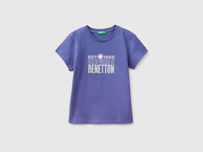 T-shirt con stampa glitter