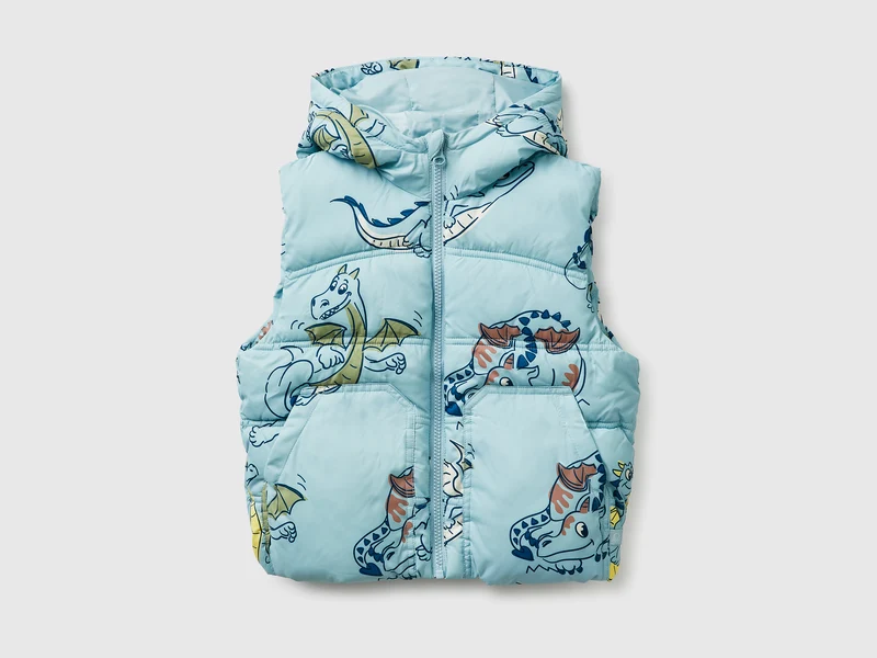 Gilet imbottito stampa dinosauri