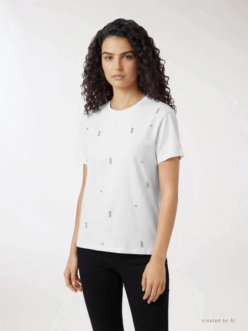 T-shirt con applicazioni strass