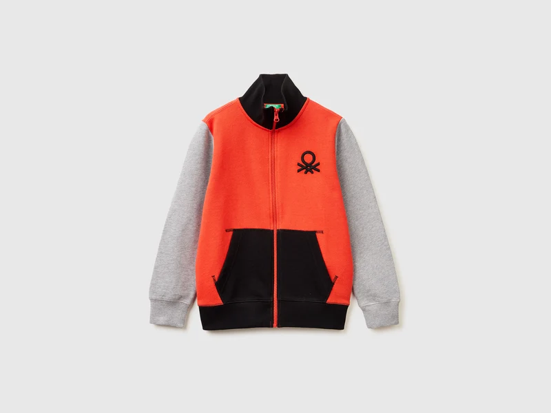 Felpa con zip in puro cotone