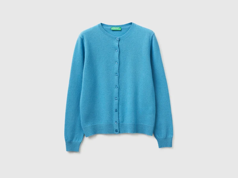 Cardigan girocollo carta da zucchero in pura lana Merino