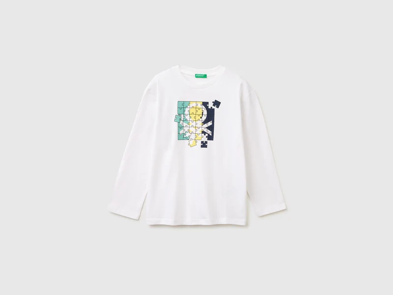 T-shirt con stampa logo in cotone bio