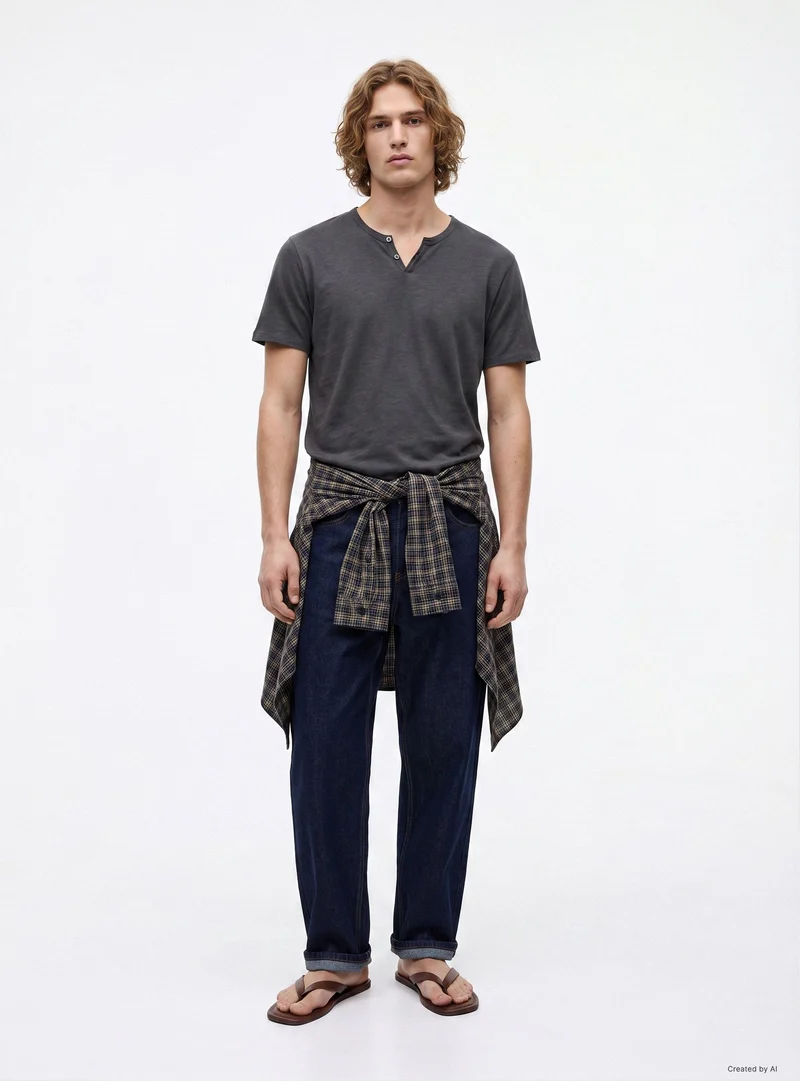 T-shirt con scollo serafino