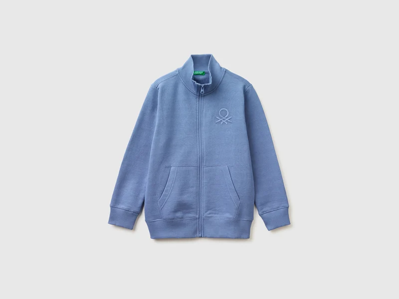 Felpa con zip in puro cotone