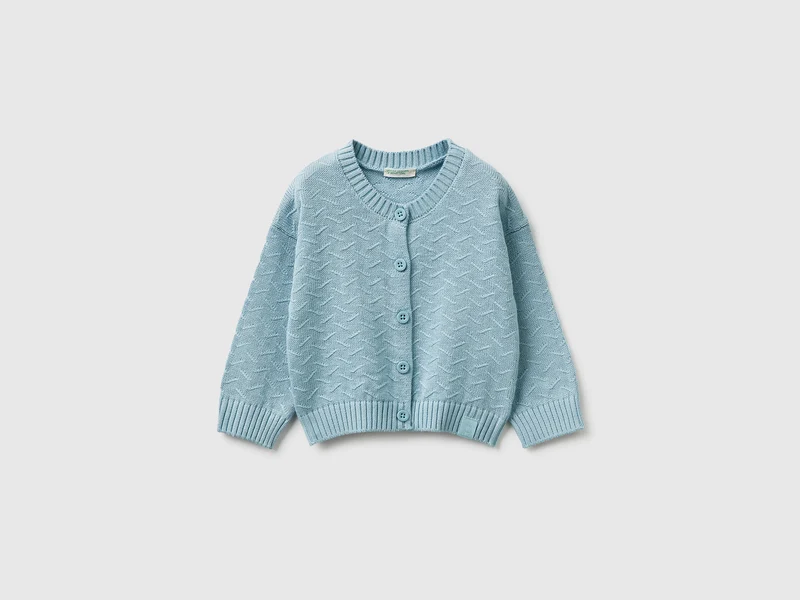 Cardigan girocollo in cotone bio