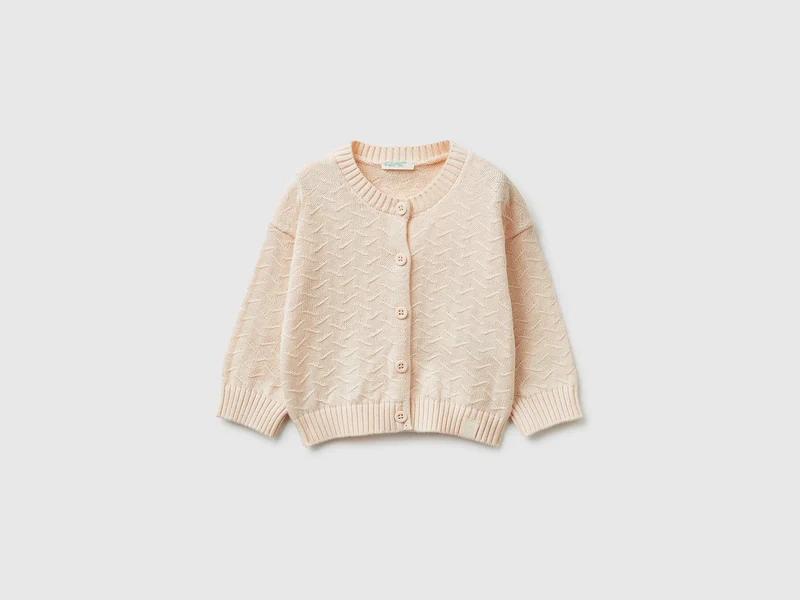 Cardigan girocollo in cotone bio