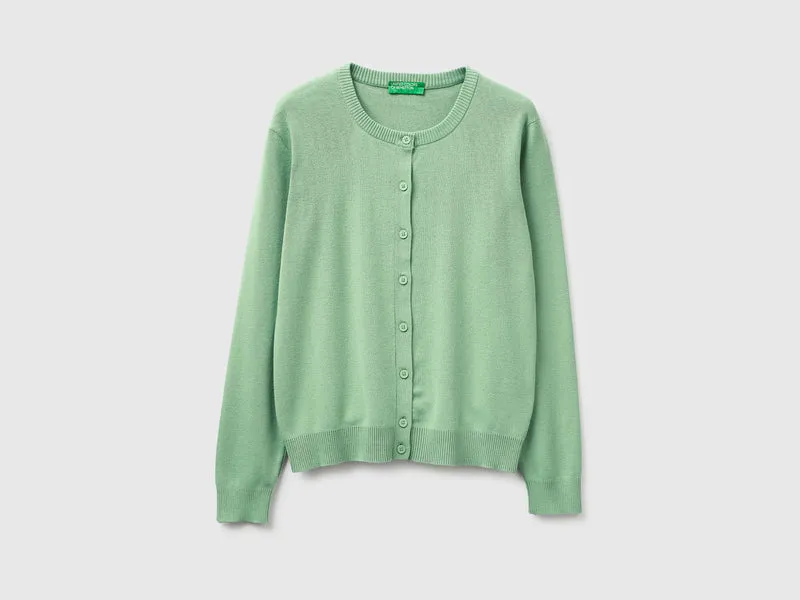 Cardigan verde salvia in cotone tricot