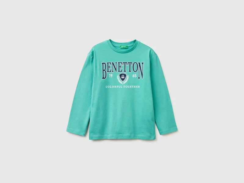 T-shirt con stampa logo in cotone bio
