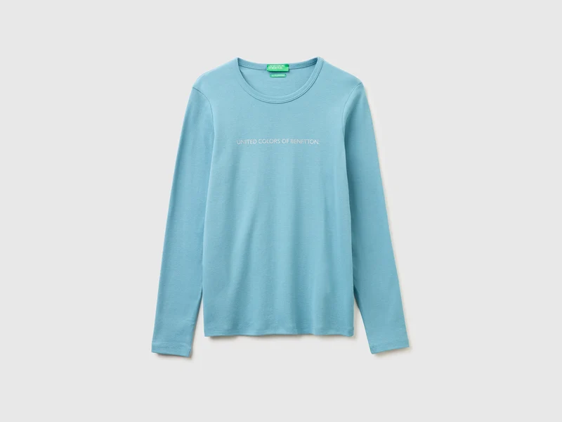 T-shirt manica lunga con logo glitter