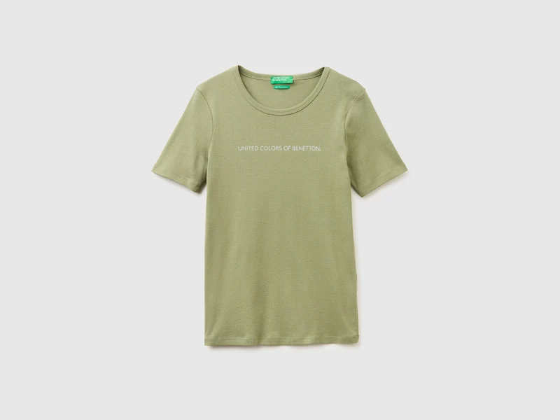 T-shirt manica corta con logo glitter