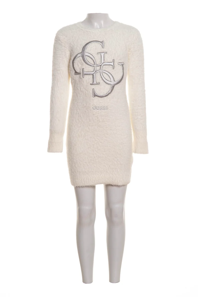 Abito Corto Guess Ls Sweat Da Bambina Latte Argento