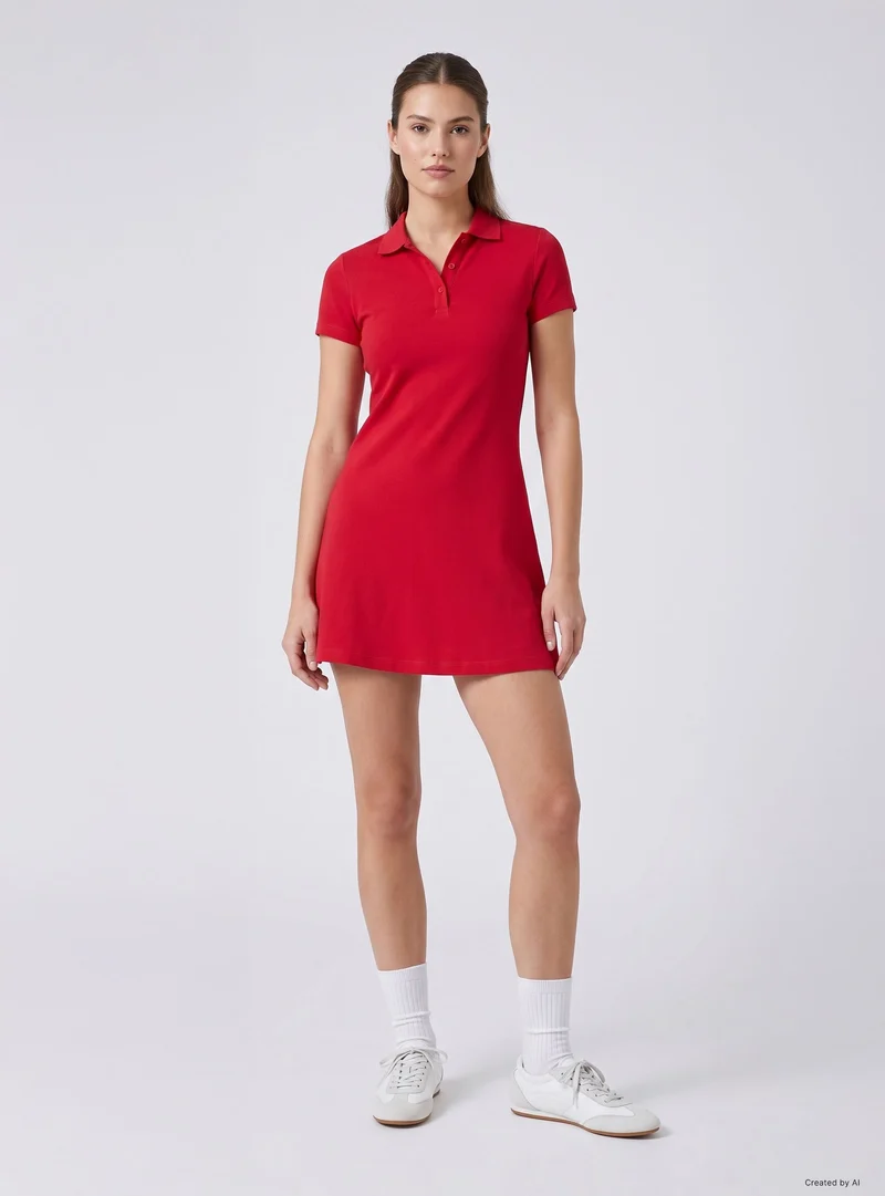 Vestito colletto polo tinta unita
