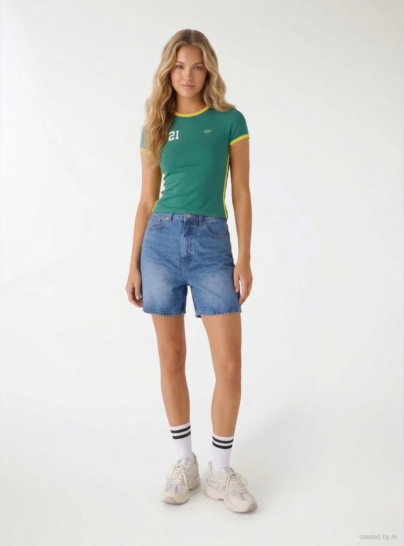 Shorts bermuda in jeans a vita alta