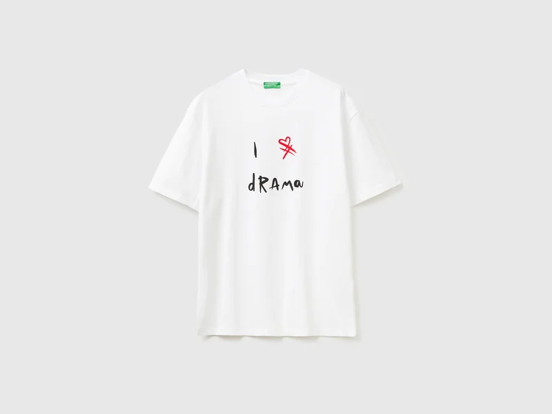T-shirt con stampa slogan in cotone bio