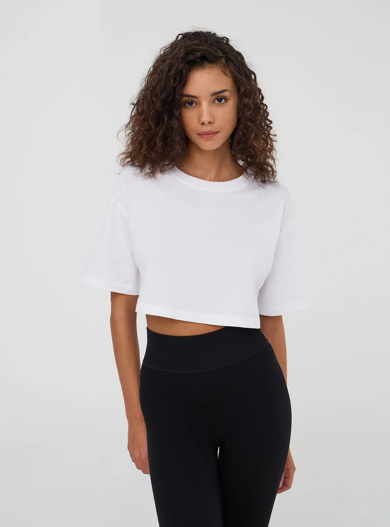 T-shirt crop a tinta unita