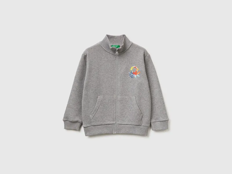 Felpa con zip in cotone bio