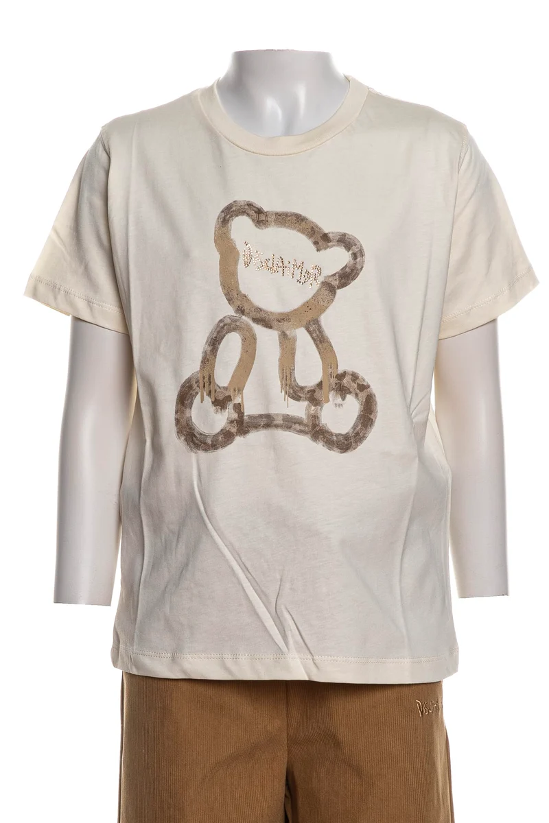 T-Shirt Disclaimer Teddy Logo Strass Da Bambina Burro