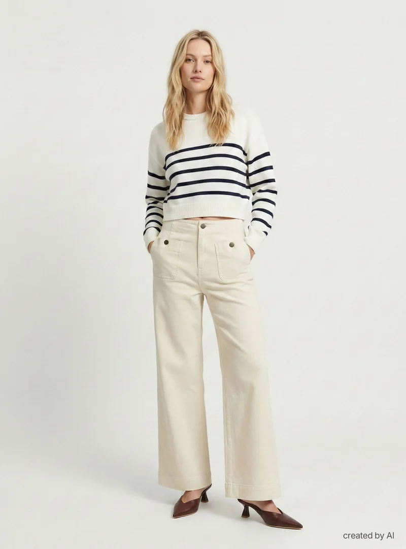 Jeans wide leg con tasche a toppa