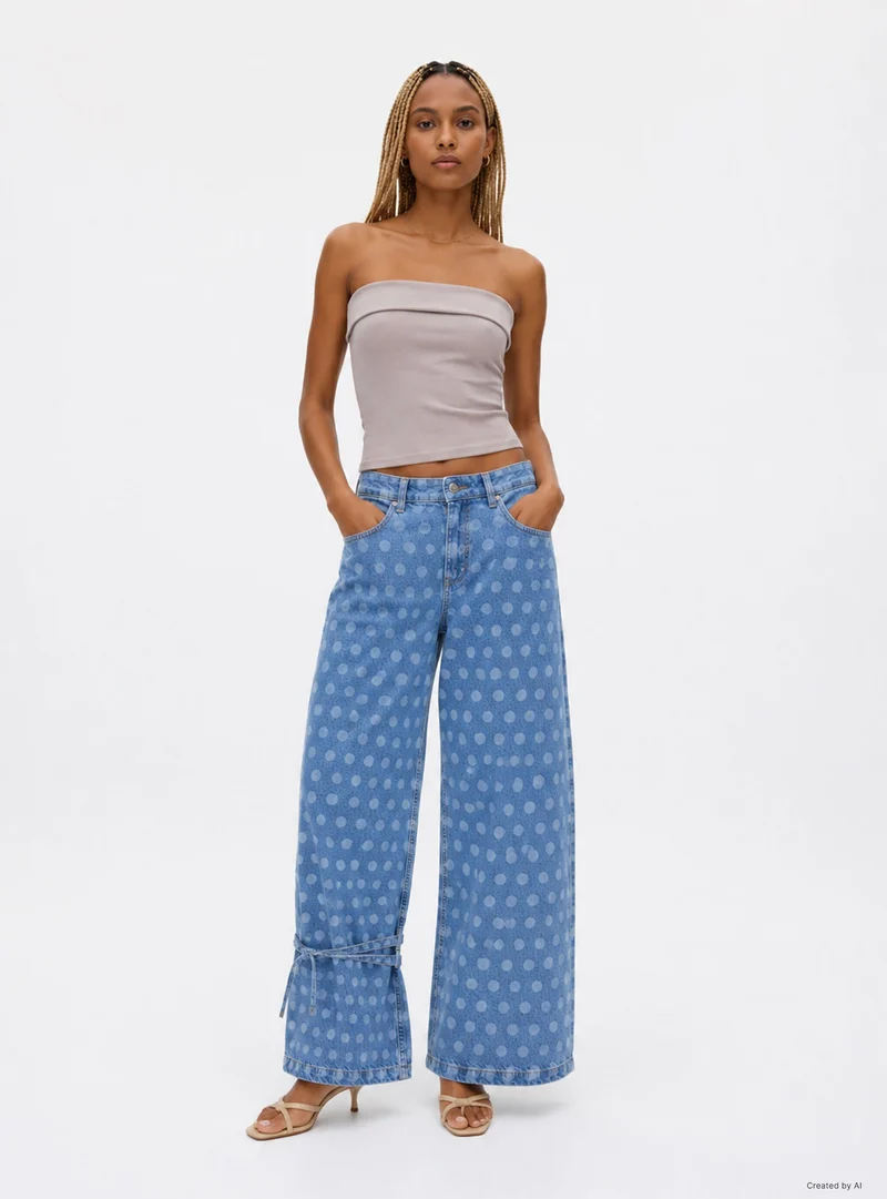 Jeans straight a pois cinta caviglia TRNPOPLAB