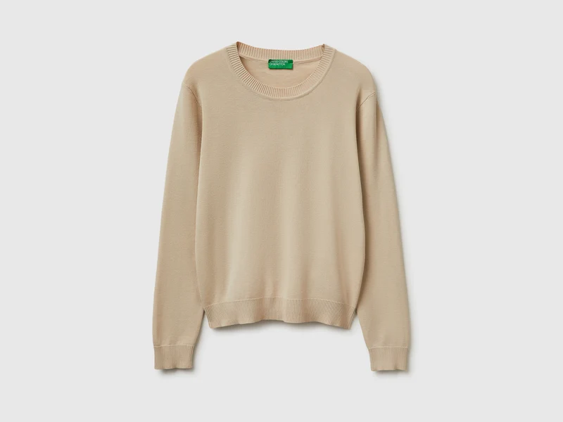 Maglia beige in cotone tricot