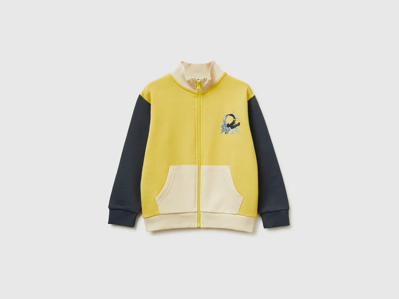 Felpa con zip in cotone bio