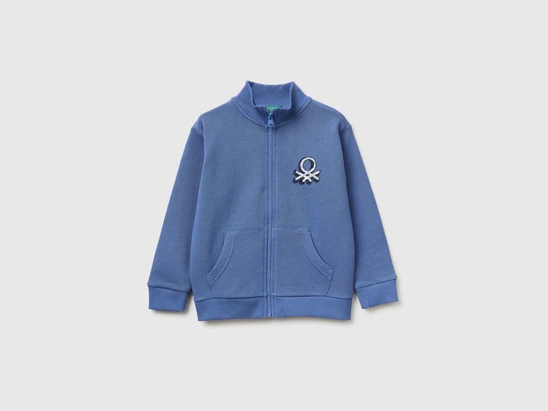 Felpa con zip in cotone bio