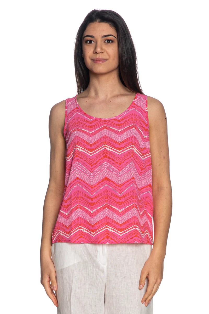 Canotta Only Nova Lux Da Donna Fantasia Chevron Fuxia Bianco Arancio