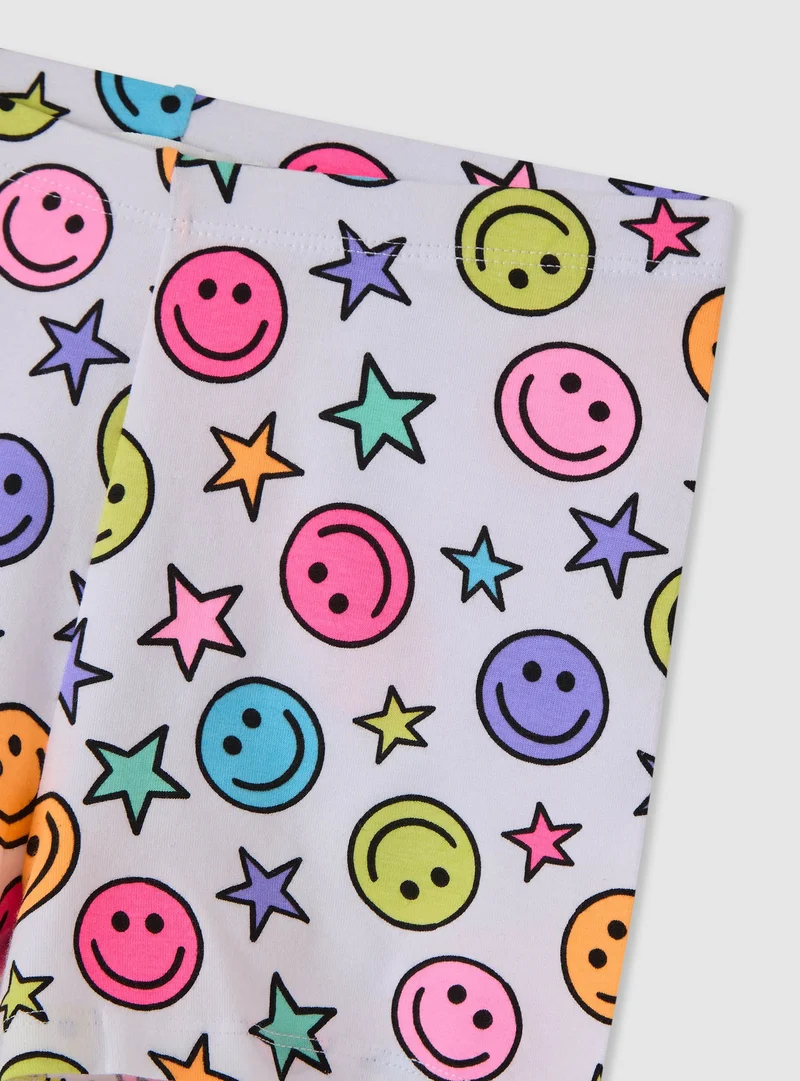 Leggings corti con stampa smile