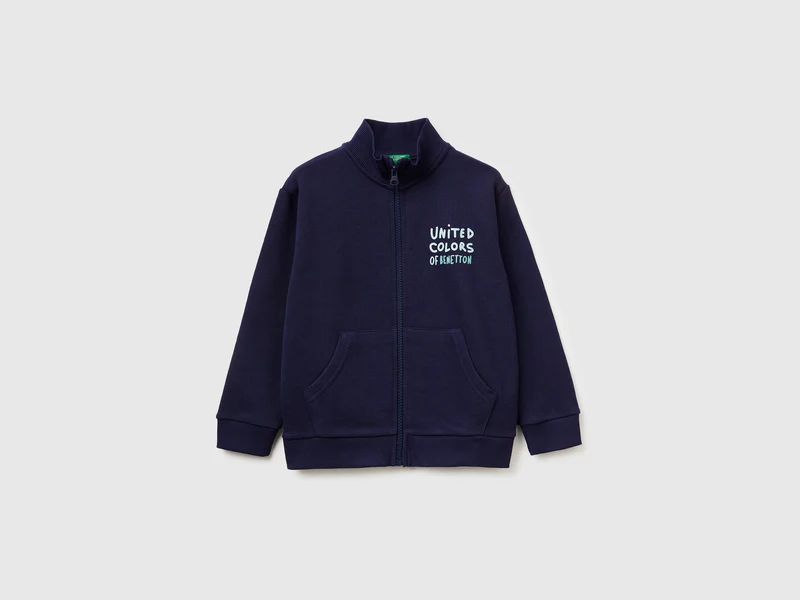 Felpa con zip in cotone bio