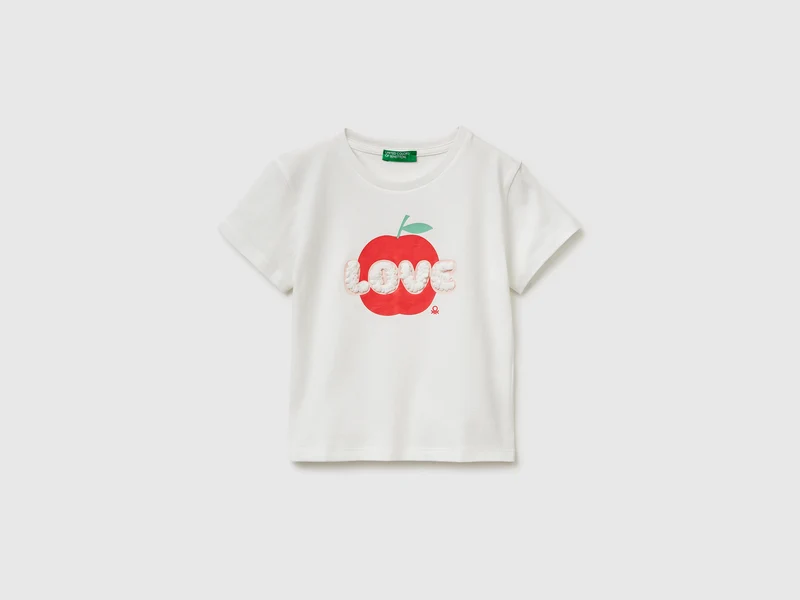T-shirt con stampa e ricamo