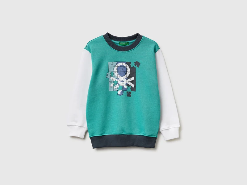 Felpa con stampa logo in cotone bio