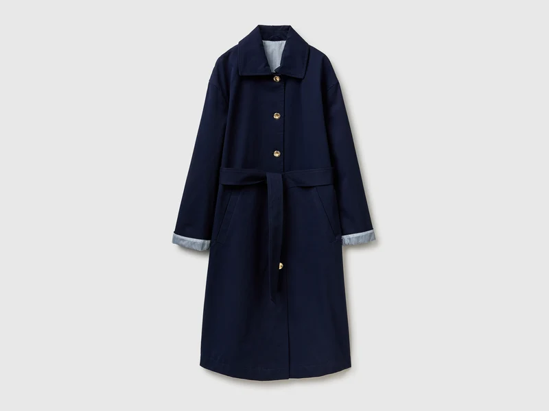Trench lungo con fodera rigata