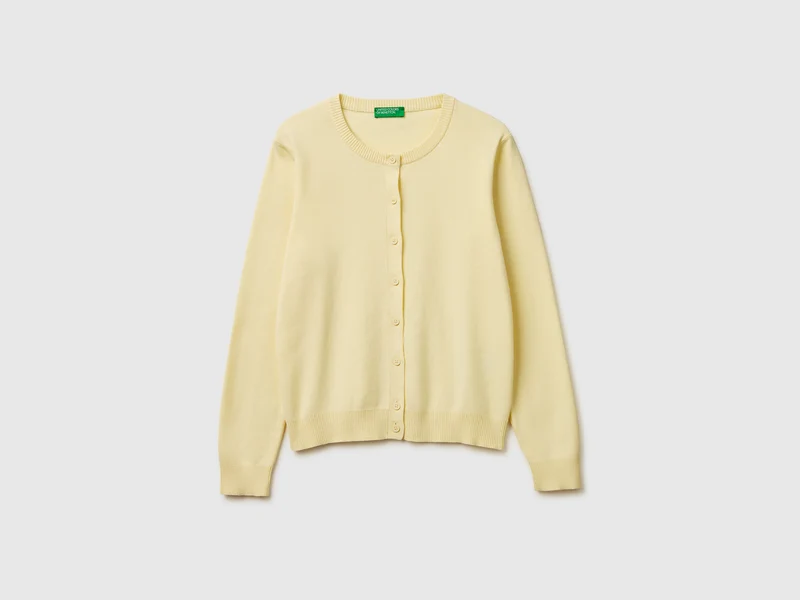 Cardigan giallo chiaro in cotone tricot