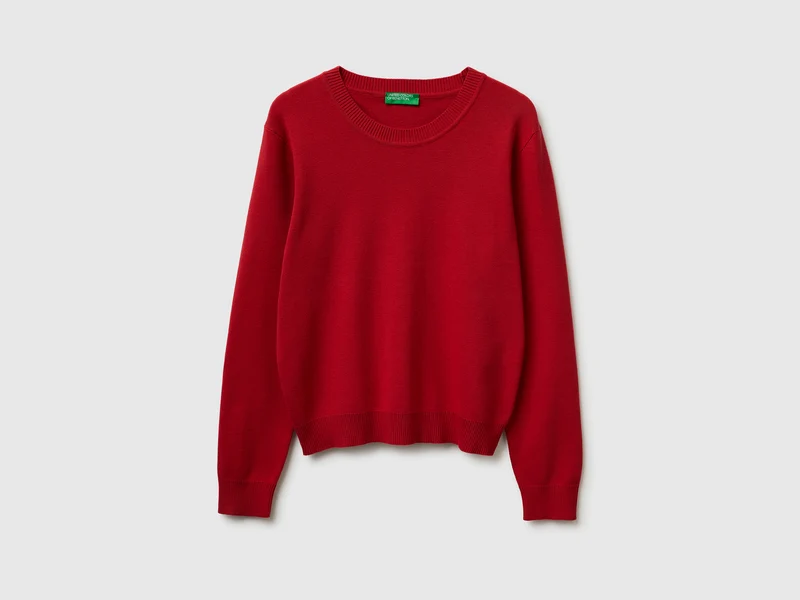 Maglia rosso fragola in cotone tricot