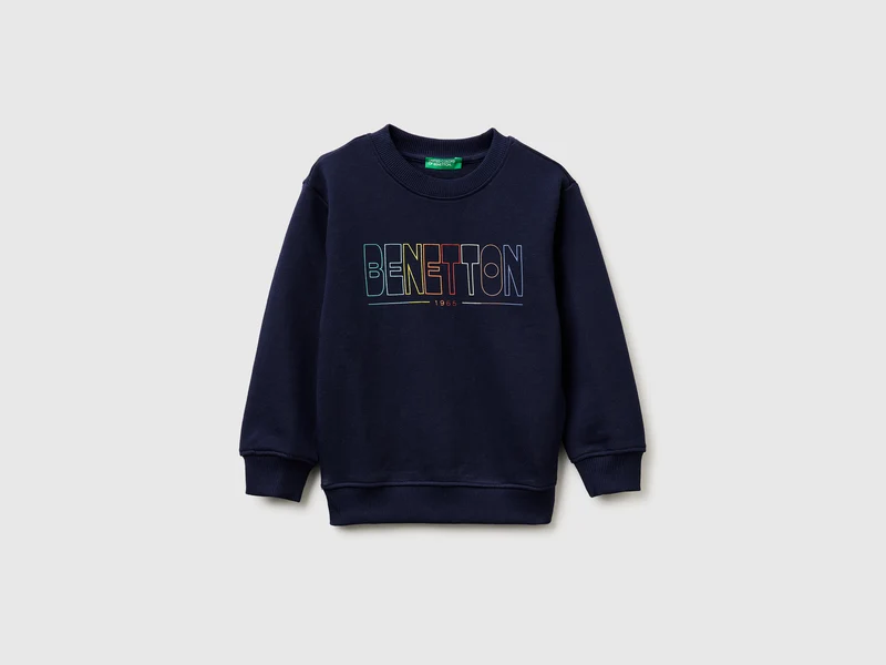 Felpa con stampa logo in cotone bio