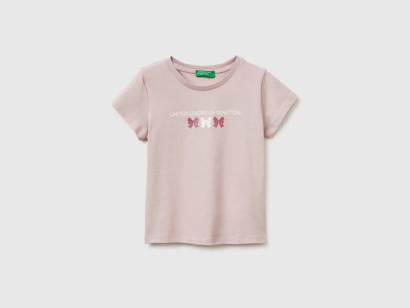T-shirt con stampa glitter