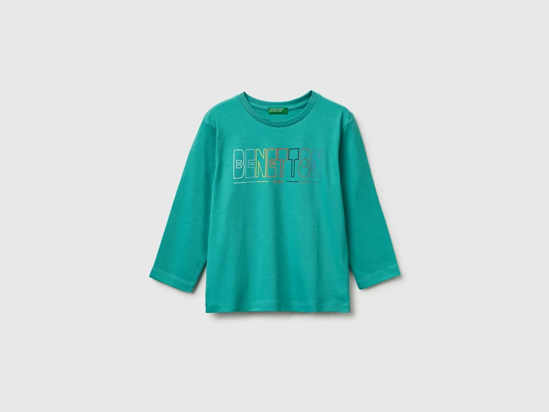 T-shirt con stampa logo in cotone bio