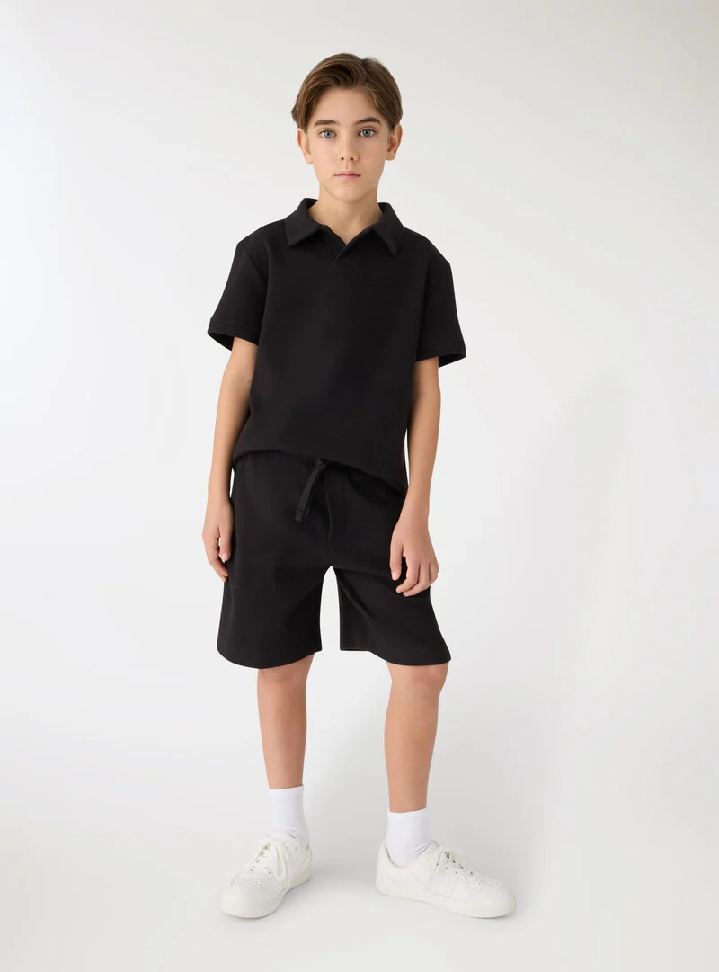 Pantaloncini jogger waffle con coulisse