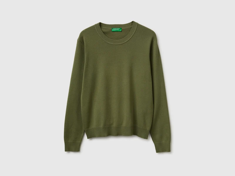 Maglia verde oliva in cotone tricot