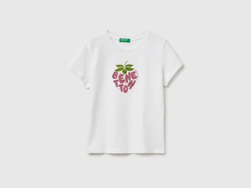 T-shirt con stampa glitter