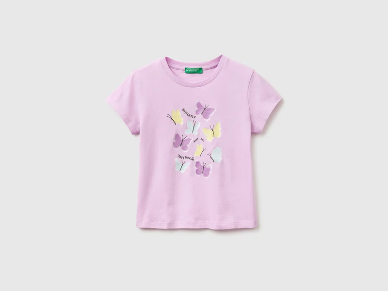 T-shirt con stampa e glitter