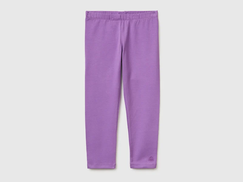 Leggings in cotone stretch con logo